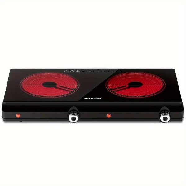 VAYEPRO Electric Hot Plate for Cooking, Infrared Double Burner,Electric Cooktop 2 Burner,1800W Portable Electric Stove,Heat-up In Seconds,Countertop Cooktop for Dorm,Compatible with All Cookware - Image 2