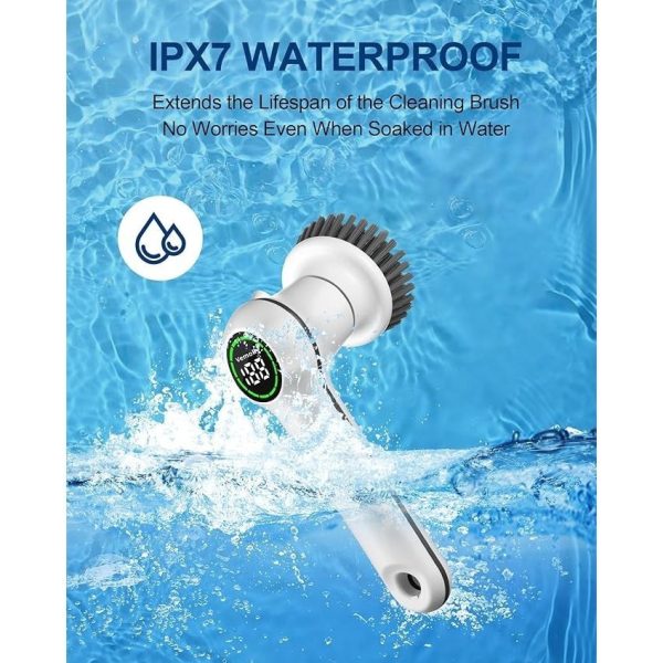 Electric Spin Scrubber Cordless Power Cleaning Brush Power Shower Scrub Machine Rechargeable 2 Adjustable Speeds and 4 Replaceable Cleaning Heads Kit for Kitchen Bathroom Bathtub Tub Floor Tile - Image 3