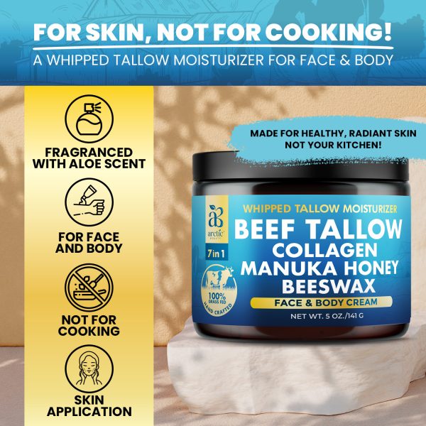 ARCTIC BEAUTY! Whipped Beef Tallow Moisturizer: All-in-One Face & Body Cream with Collagen, Manuka Honey, & Beeswax for All Skin Types, Grass-Fed & All-Natural - Image 9