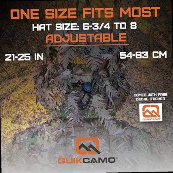 QuikCamo Realtree Mossy Oak 3D Leafy Camo Face Mask Bucket Hat for Men Deer Duck and Turkey Hunting Fully Adjustable OSFM - Image 2
