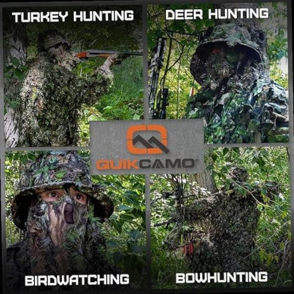 QuikCamo Realtree Mossy Oak 3D Leafy Camo Face Mask Bucket Hat for Men Deer Duck and Turkey Hunting Fully Adjustable OSFM - Image 3