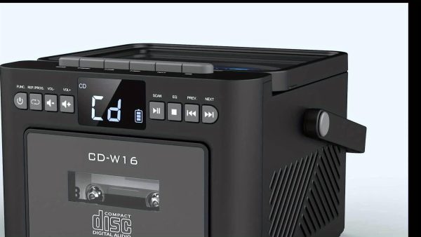 Boombox Cassette CD Player with 5000mAh Battery, 5W Dual Stereo Speakers, Rechargeable CD Player with FM Radio, Remote Control, Tape Recording, 3.5mm Earphone Jack, AUX/Micro SD/USB for Home - Image 9