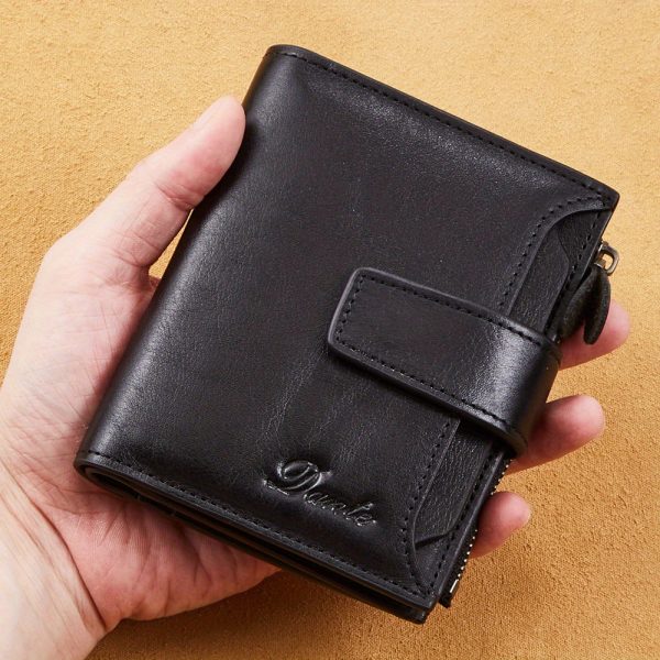 [RFID Anti-theft Wallet] RFID Anti-theft Vintage Men's Top Layer Cowhide Wallet - Large Capacity 18 Card Slots Zipper Wallet Can Hold Coins Mobile Card Holder Can Hold Driver's License, 2 Large Banknote Slots - Image 7