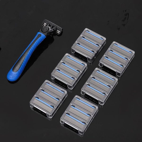Men's 6-Layer Manual Razor Set with Non-Slip Metal Handle, Multiple Replacement Blades - Ideal for Beard and Mustache Trimming, Men's Grooming Kit|Sleek Razor Design|Durable Shaver Set, Beard Grooming Kit - Image 17