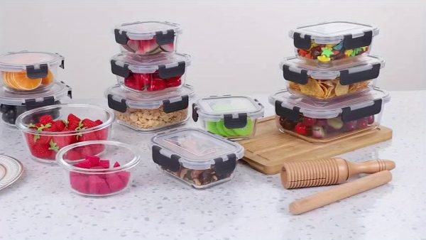 24pcs Food Storage Containers, Kitchen Organizers Leakproof Meal Prep Containers Local Warehouse 24pcs Including 12pcs Glass Containers with 12 Lids, Airtight Freezer Safe Containers, Glass Meal Prep Container, for Pantry And Kitchen Organization - Image 9