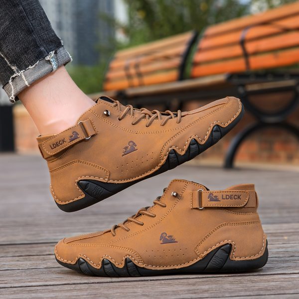 [Breathable Sneakers] Breathable Men's Casual Stitching Sneakers | Anti-slip Lace-up Walking Shoes With Soft Sole For Outdoor, Spring Summer And Autumn - Image 5