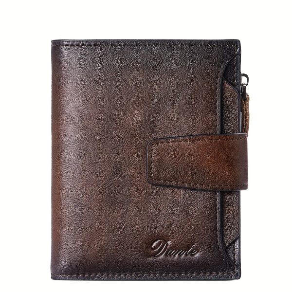 [RFID Anti-theft Wallet] RFID Anti-theft Vintage Men's Top Layer Cowhide Wallet - Large Capacity 18 Card Slots Zipper Wallet Can Hold Coins Mobile Card Holder Can Hold Driver's License, 2 Large Banknote Slots - Image 11