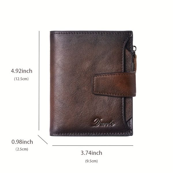 [RFID Anti-theft Wallet] RFID Anti-theft Vintage Men's Top Layer Cowhide Wallet - Large Capacity 18 Card Slots Zipper Wallet Can Hold Coins Mobile Card Holder Can Hold Driver's License, 2 Large Banknote Slots - Image 4
