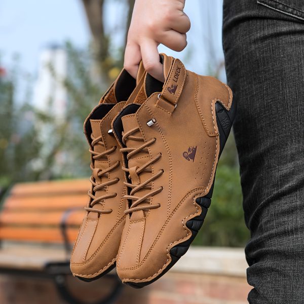 [Breathable Sneakers] Breathable Men's Casual Stitching Sneakers | Anti-slip Lace-up Walking Shoes With Soft Sole For Outdoor, Spring Summer And Autumn - Image 6