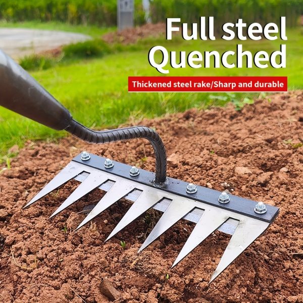 A Heavy-Duty Horticultural Weeding Rake, Metal Weeding Hand Rake, Used for Gardening And Soil Aeration, for Turning Soil And Cleaning Weeds, Excluding Handle - Image 2