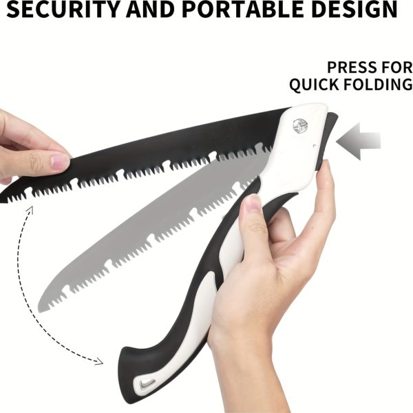 3pcs-Heavy Duty 25" Extra Long Blade Folding Hand Saw - SK-5 Steel Hard Teeth for Wood & Dry Pruning, Camping, Gardening - Keychain Hole, Ergonomic Non-Slip Handle, Portable Folding Design, Camping Essentials, Ergonomic Grip, Sharp Cutting Tool - Image 2
