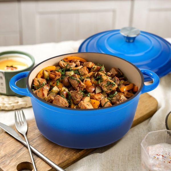 6 Quart Enameled Cast Iron Dutch Oven With Lid, Premium Durability Oven Safe Up To 500°F, Heavy Duty Cookware Perfect For Bread Baking, Stews, Braising & Roasting