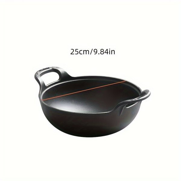 1pc BRODARK Cast Iron Soup Pot - Non-Stick, Rust Resistant, Outdoor Safe Cookware with Handles for Home & Restaurant Use, Ideal for Healthy Dinners - Image 3