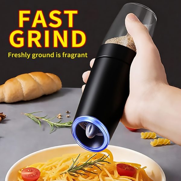 2pcs Gravity Electric Salt And Pepper Grinder Set, Battery Powered LED Light One Hand Automatic Operation, Adjustable Coarseness Mill Grinders Shakers Black, Kitchen Gadgets Gift Ideas, Best for Christmas - Image 6