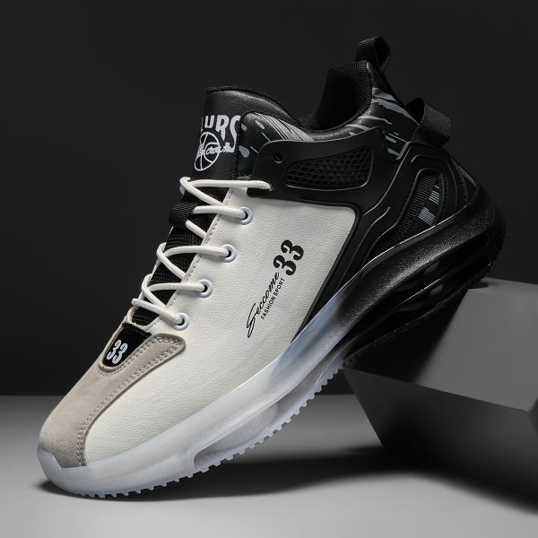 [Lightweight Sneakers] Lightweight Men's Sneakers | Low-Top Lace-Up Design - Cushioned Midsole - Non-Slip Rubber Outsole - PU Upper - Black - for Casual & Formal Events, Gym Footwear, Sporty Look, Breathable Lining, Versatile Footwear, Fitness Enthusiasts, Durable Construction, Training Footwear - Image 10