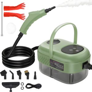 Steam Cleaner, High Pressure Handheld Steamer, 6-gears Adjustable, Portable Steam Cleaning Machine with 6 Brushes, Cleaning for Home Use, Kitchen, Bathroom, Hard Surface, Car Detailing (Green)