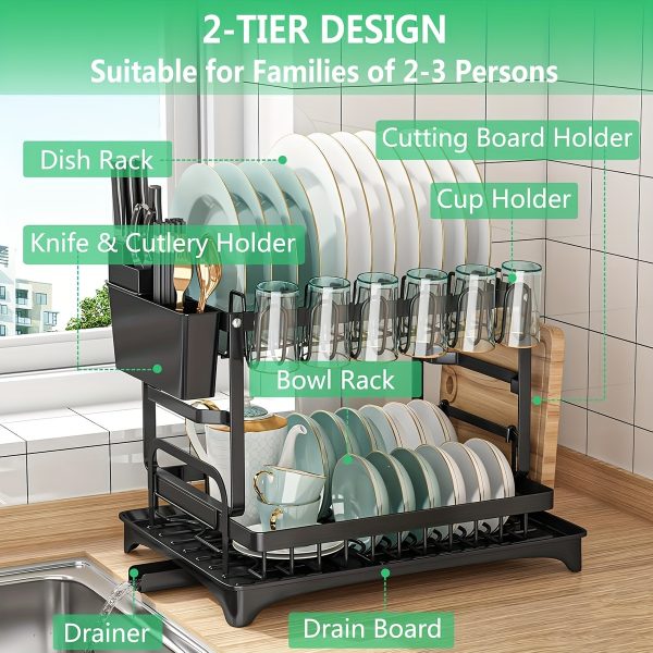 2 Tier Dish Drying Rack For Kitchen Counter - Image 5