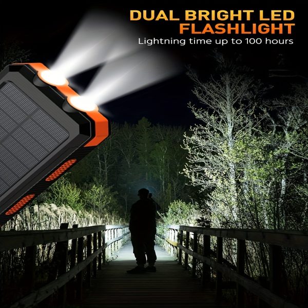 [Solar Power Bank 38800mAh]Outdoor USB-C Portable Charger with Flashlight & Compass | High Quality Solar Phone Charger for Camping Hiking Travel - Image 8
