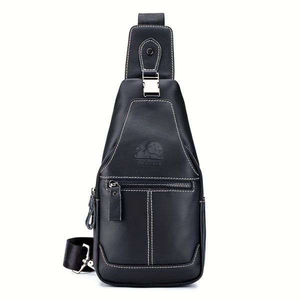 [New Leather Chest Bag] 2024 New Large Capacity Pure Leather Men's Chest Bag | First Layer Cowhide Crossbody Bag - Image 7