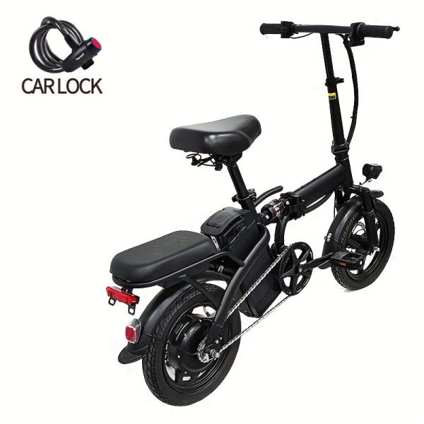 14-Inch Lightweight Folding Electric Bike, 500W Motor, 20 MPH, Long-Lasting Battery Life with Removable 48V 10.4AH Lithium Battery, Front Light & Disc Brake, Alloy Steel Frame, Black - Urban Commuter Style, Durable Design, Perfect Gift for Adults (Clearance Deal) - Image 4