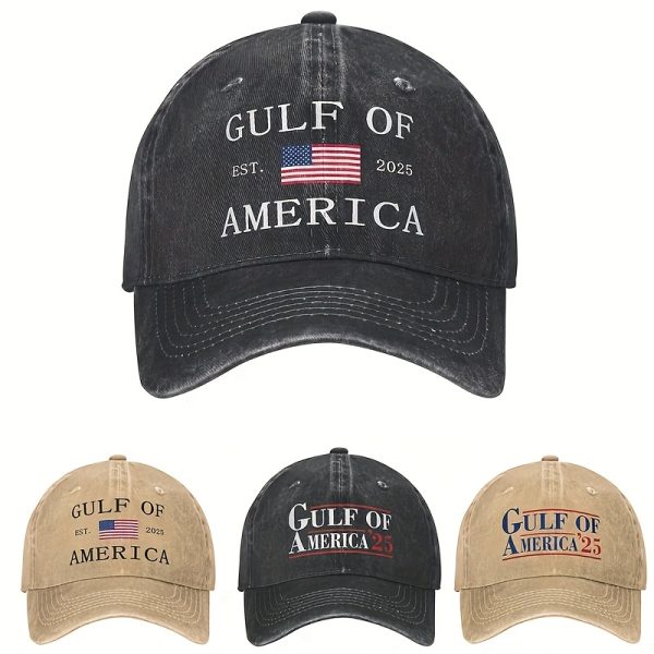 2/1 Pack Gulf Of America Patriotic Trucker Hat - Adjustable Baseball Cap For Men & Women, Vintage Style With Geometric Design, Black With Red & White Accents, Casual Leisure Wear - Image 4