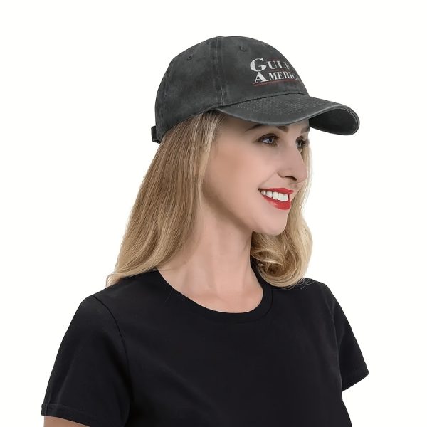2/1 Pack Gulf Of America Patriotic Trucker Hat - Adjustable Baseball Cap For Men & Women, Vintage Style With Geometric Design, Black With Red & White Accents, Casual Leisure Wear - Image 9
