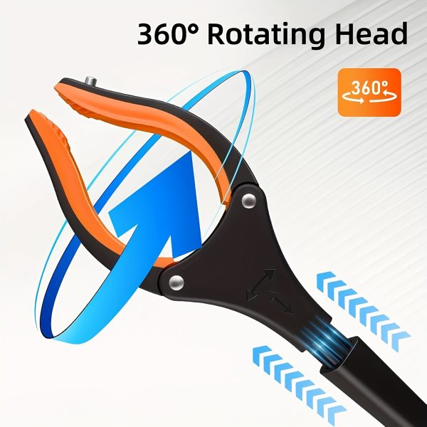 Heavy-Duty 32" Folding Orange Gripper Tool with 360° Rotating Head, 4" Wide Claws & Strong Magnetic Tip - Lightweight Stainless Steel Garbage Picker for Hotels, Home, Office Cleaning, Hotel Housekeeping Equipment, Durable Construction - Image 5