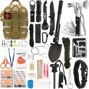 Single Backpack/142pcs Of Professional Survival Equipment And Gear, With Molle Bag. Outdoor Multifunctional Tools. Suitable For Male Fathers And Husbands Who Enjoy Camping And Outdoor Adventures
