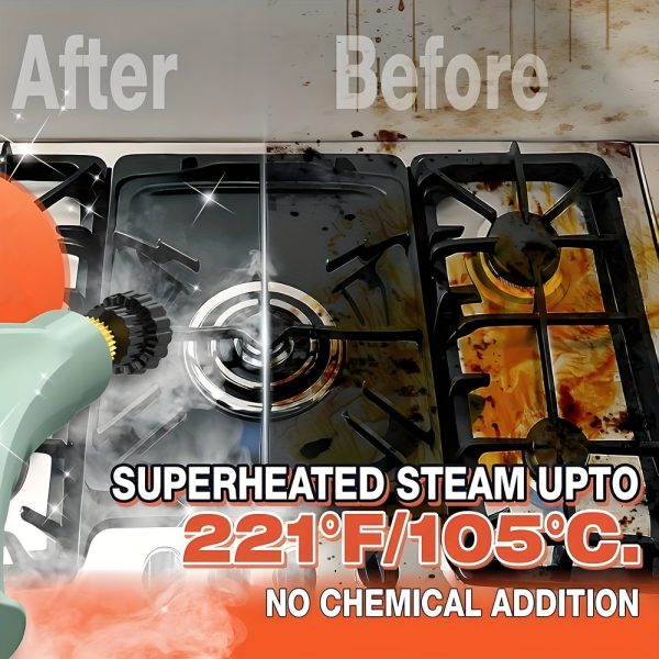 Steam Cleaner, High Pressure Handheld Steamer, 6-gears Adjustable, Portable Steam Cleaning Machine with 6 Brushes, Cleaning for Home Use, Kitchen, Bathroom, Hard Surface, Car Detailing (Green) - Image 5