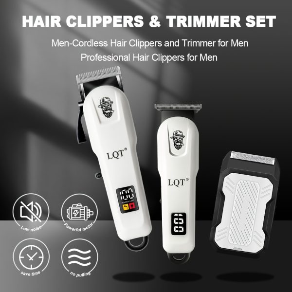 LQT 2/3pcs Electric Hairdressing Set/Men's Professional beauty and hairdressing Set/Holiday Gift Box/Suitable for families and barber shops/Digital display/LCD display screen/USB charging/ the perfect holiday gift for Father's Day and Valentine's Day - Image 5