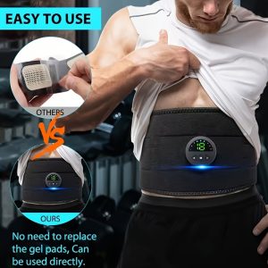 [Upgraded 6 Electrode Pads]EMS Electric Muscle Stimulation Belt - Abdominal & Waist Trainer Fat Burning Device, 6 Smart Massage Modes 20 Intensity Levels, With Moisturizing Spray (Body Sculpting, Home/Gym Use