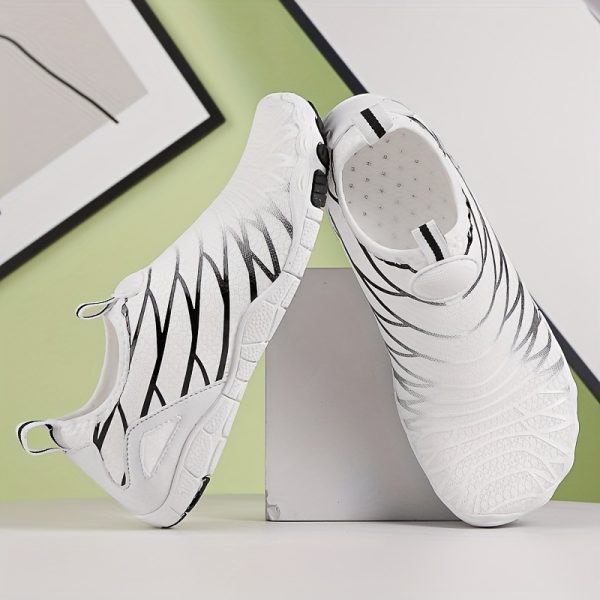 [Water Shoes] Unisex Breathable Slip-On Water Shoes - Lightweight Quick-Dry Mesh Upper & Rubber Sole, Striped Design for Hiking, Running, Travel, Daily Wear - Modern Unisex Casual Sneakers, Water Sports Footwear, Sleek Shoe Design, EVA Comfort Insole - Image 9