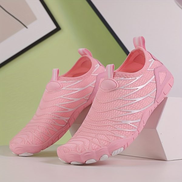[Water Shoes] Unisex Breathable Slip-On Water Shoes - Lightweight Quick-Dry Mesh Upper & Rubber Sole, Striped Design for Hiking, Running, Travel, Daily Wear - Modern Unisex Casual Sneakers, Water Sports Footwear, Sleek Shoe Design, EVA Comfort Insole - Image 8