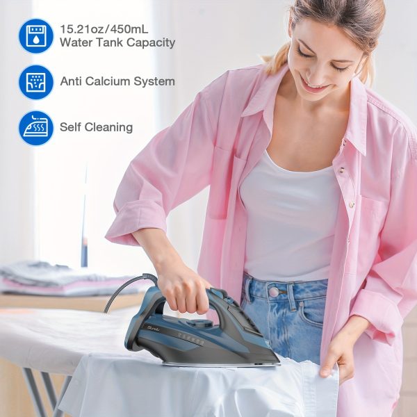 [Steam Iron] Powerful Steam Iron, Stainless Steel Soleplate Iron With Retractable Cord | Auto-off, Anti-Drip, Ironing, Clothes Iron - Image 4