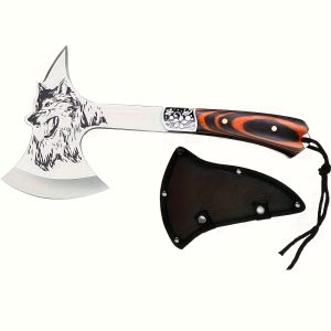 Camping Axe With Nylon Sheath, Survival Axe For Outdoor Wood Splitting, Full Handle Hand Axe With Gift Box For Adventure, Hiking And Gardening, Doom Gear, Gifts For Men