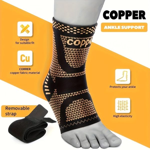 Copper Ankle Support: Adjustable Compression Foot And Ankle Brace, Suitable for Sports And Fitness - 2 Packs - Fits Adult Men And Women, Size: 7.5-12.2 Inches / 19-31 Cm (Ankle Circumference) - Image 7