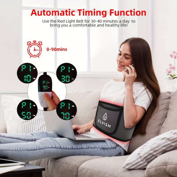 ELVISH Red Light Therapy Belt, 660 Nm 850 Nm, Upgraded 3 In 1 LED Beads, Relieves Muscle And Back Fatigue Red Light Therapy Belt With Clockwork Timer Remote Control, Suitable For Both Men And Women, Perfect For Holiday Gifts! - Image 3