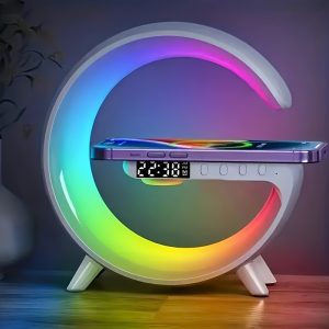 [Wireless SoundMaster] Wireless SoundMaster | Portable Speaker With Fast Wireless Charging, Rhythm RGB Light Show, Sunrise Alarm Clock, Bedroom Wake-up Light, Dimming Desk Lamp, And Bedside Companion