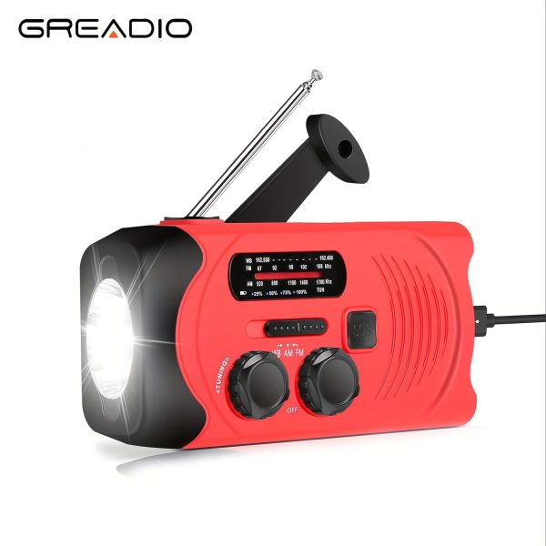 Emergency Radio: Solar-Powered, Power Bank, Hand Crank, AM/FM NOAA Portable Weather Radio, 2000 MAh Mobile Power, USB Charging, Solar, With LED Flashlight, Hurricane - Image 10