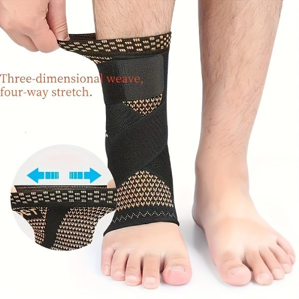 Copper Ankle Support: Adjustable Compression Foot And Ankle Brace, Suitable for Sports And Fitness - 2 Packs - Fits Adult Men And Women, Size: 7.5-12.2 Inches / 19-31 Cm (Ankle Circumference) - Image 3