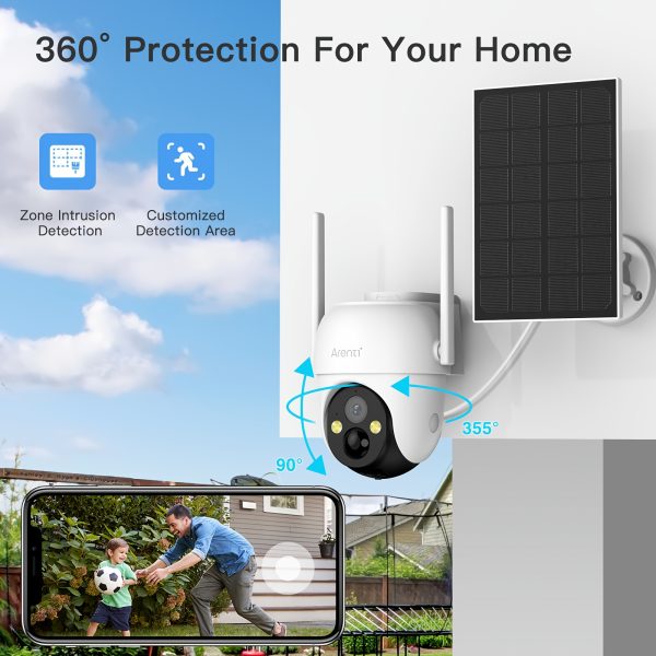 4pcs Solar Powered Outdoor Wireless Security Camera 1296P FHD, 3MP FHD Video Resolution Battery Powered CCTV Camera for Home Security Cloud/SD No Monthly Fee AI Motion Detection Spotlight IP65 Waterproof Color Night Vision 2-Way Audio View App Control - Image 2