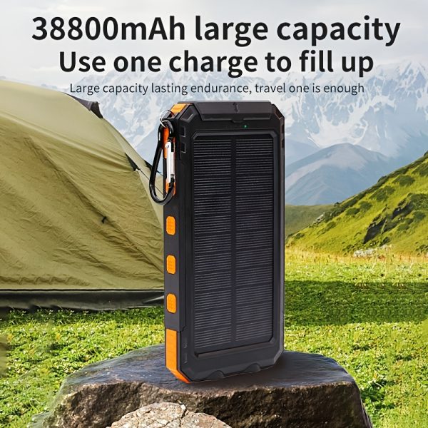 [Solar Power Bank 38800mAh]Outdoor USB-C Portable Charger with Flashlight & Compass | High Quality Solar Phone Charger for Camping Hiking Travel - Image 6