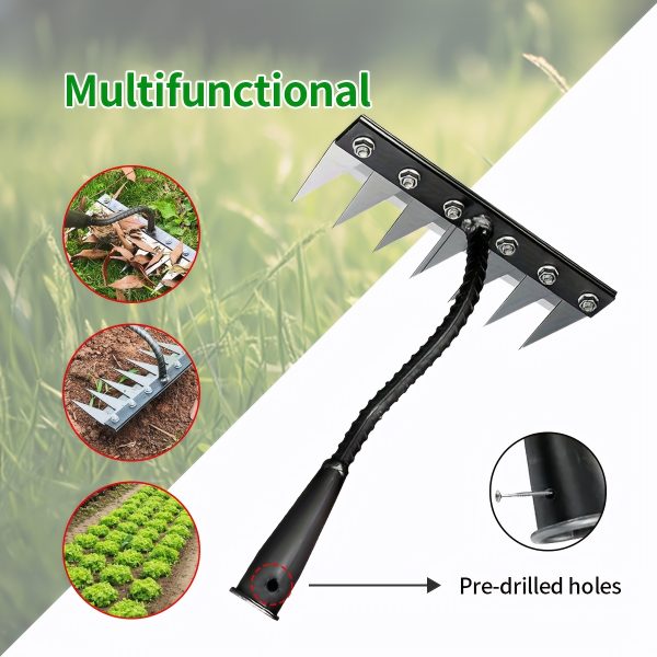 A Heavy-Duty Horticultural Weeding Rake, Metal Weeding Hand Rake, Used for Gardening And Soil Aeration, for Turning Soil And Cleaning Weeds, Excluding Handle - Image 3