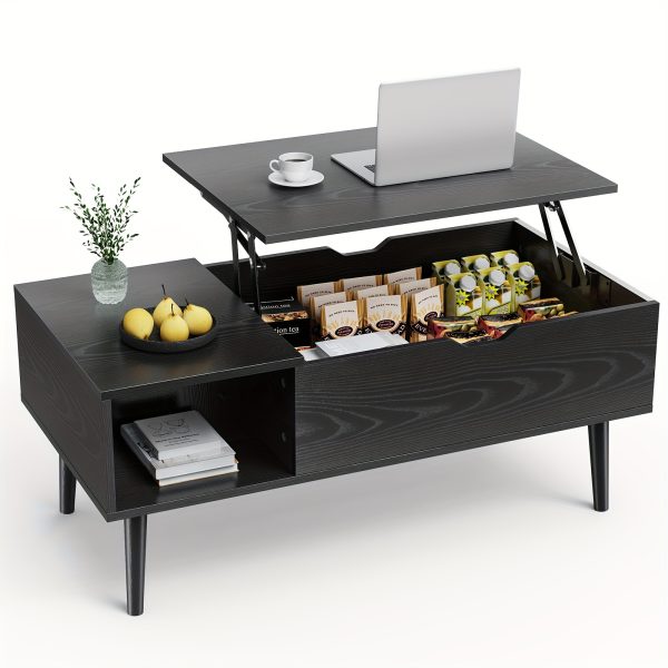 Lift Top Coffee Table (Free Shipping) For Living Room With Hidden Storage Compartment, With Adjustable Storage Shelf For Living Room, Vintage Style, Durable Wood Construction, Lift-top Drawer Modern Coffee Tables Wood Coffee Table, Local Warehouse - Image 7