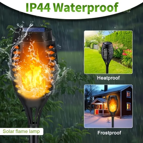 6/10pcs Outdoor Solar Torch Lights with Flickering Flame Effect, & Heat Resistant, Auto On/Off Solar Powered Path Lights for Garden, Lawn, Patio, Driveway Landscape Lighting, Solar Powered Outdoor Lights, Durable Plastic Body - Image 6