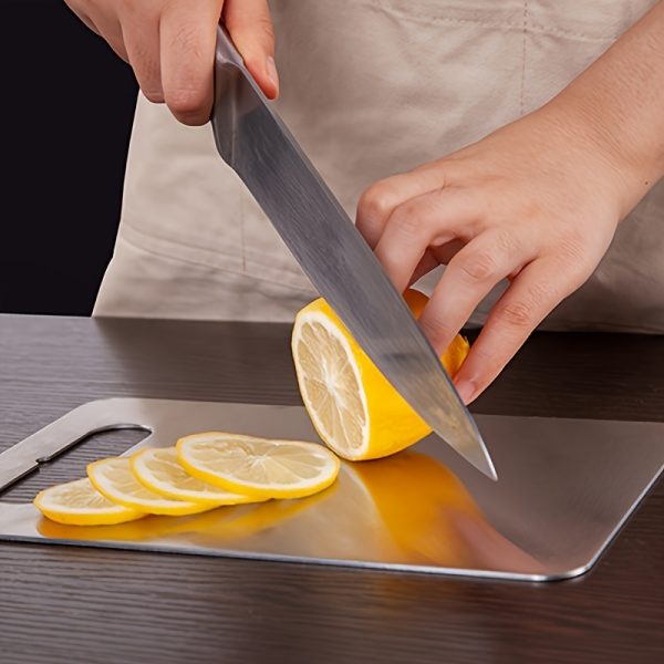 Stainless Steel Cutting Board - Easy to Clean, Dual-Sided Use, Durable, Suitable for All Kitchen Tasks, Food-Safe, Perfect for Chopping, Slicing, and Preparing Meats, Essential Kitchen Essential | Food Prep | Durable Kitchenware Can Hold Approximately 8 Tomatoes - Image 3