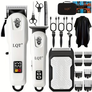 LQT 2/3pcs Electric Hairdressing Set/Men's Professional beauty and hairdressing Set/Holiday Gift Box/Suitable for families and barber shops/Digital display/LCD display screen/USB charging/ the perfect holiday gift for Father's Day and Valentine's Day