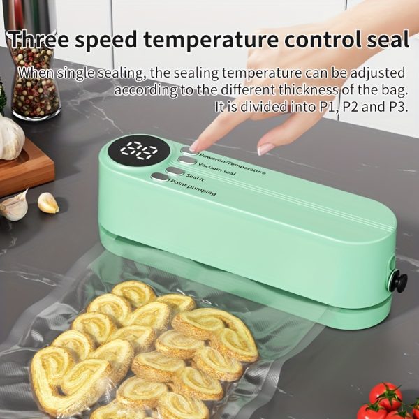 [Automatic Food Sealer] 1pc Automatic Food Sealer - Multi-Functional, Portable Wireless Vacuum Sealer - Compact & Easy-to-Use Design, Long-Term Food Preservation, External Suction & Inflation, Ideal for Kitchen & Outdoor Picnics - Image 2