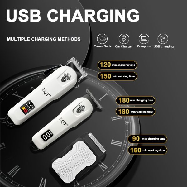 LQT 2/3pcs Electric Hairdressing Set/Men's Professional beauty and hairdressing Set/Holiday Gift Box/Suitable for families and barber shops/Digital display/LCD display screen/USB charging/ the perfect holiday gift for Father's Day and Valentine's Day - Image 2