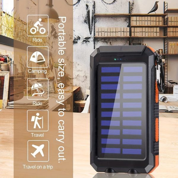 [Solar Power Bank 38800mAh]Outdoor USB-C Portable Charger with Flashlight & Compass | High Quality Solar Phone Charger for Camping Hiking Travel - Image 2